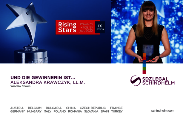 Aleksandra Krawczyk gewann den ersten Platz im Wettbewerb Rising Stars Lawyers - Leaders of tomorrow 2020 organisiert von Wolters Kluwer Polska!