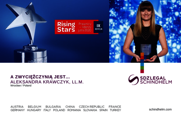 Aleksandra Krawczyk laureatem pierwszego miejsca w konkursie Rising Stars Prawnicy &ndash; liderzy jutra 2020 organizowanego przez Wolters Kluwer Polska!